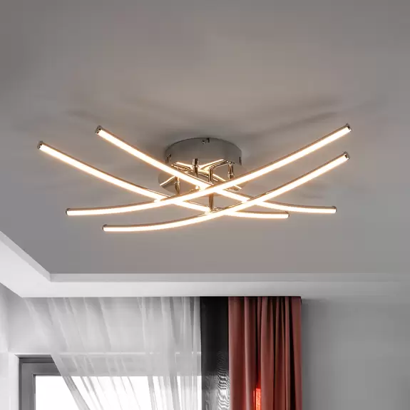 Lampenwelt LED-Deckenlampe Yael, chrom, 4 Stäbe Letzte 2 Tage
