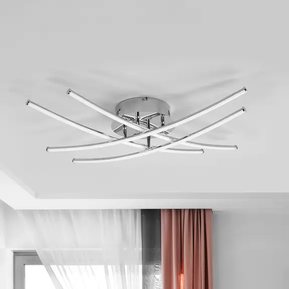 Lampenwelt LED-Deckenlampe Yael, chrom, 4 Stäbe Letzte 2 Tage