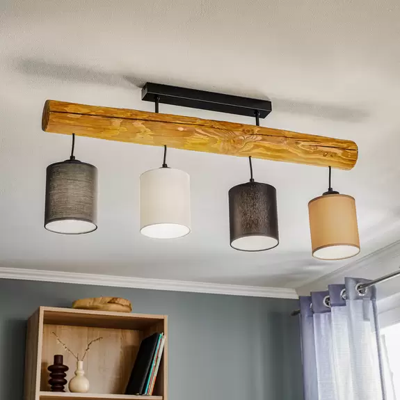 Lampenwelt Decke Furesta gebeizt braun/schwarz/weiß/anthra 4f Nur für heute