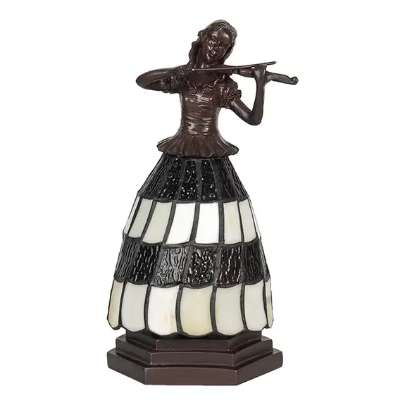 Lampenwelt Tischlampe 5LL-6047 Frau, Tiffany-Stil, braun-weiß Schlussverkauf
