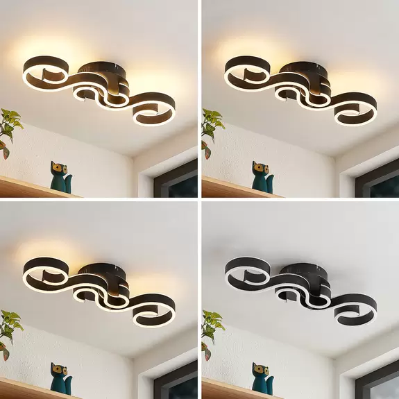 Lampenwelt Lucande Admira LED-Deckenlampe, 51,7 cm schwarz Meist gekauft