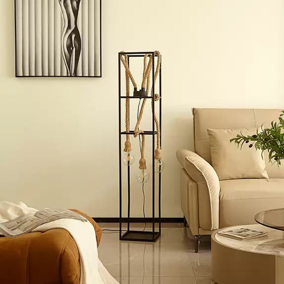 Lampenwelt Lucande Vlados Design-Stehlampe, Käfig, 3-fl Begrenztes Angebot