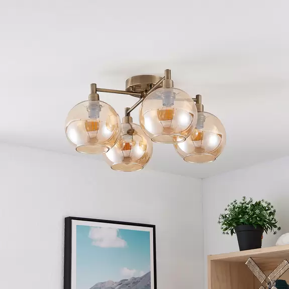 Lampenwelt Lindby Brendan Deckenleuchte, braunglas, 4-flammig Exklusivangebot
