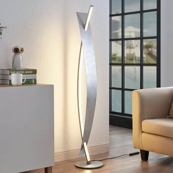 Lampenwelt LED-Stehleuchte Marija in edler Silber-Optik Top Angebot