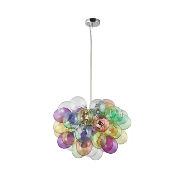Lampenwelt Lucande Hängeleuchte Diborah, bunt, Glas, Ø 50 cm, G9 Große Rabatte