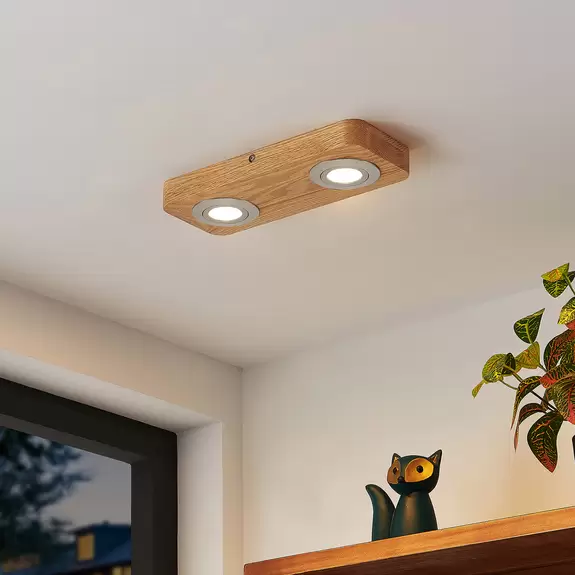 Lampenwelt Lindby Mikari LED-Deckenleuchte aus Holz, 2-fl Riesige Ersparnisse