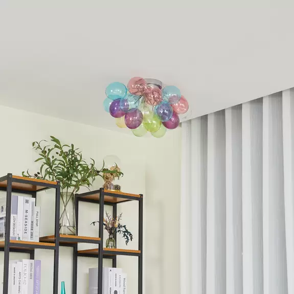 Lampenwelt Lucande Deckenleuchte Diborah, bunt, Glas, Ø 50 cm, G9 Letzte 2 Tage