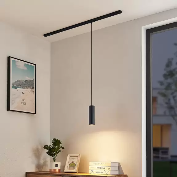 Lampenwelt Lindby Pendellampe Linaro, 20 cm, schwarz, 1-Phasen, Ø 6 cm Nur noch ein Tag übrig