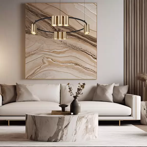 Lampenwelt Hängeleuchte Genesis, Alu, schwarz/gold, 10 x GU10, Ø 60 cm Online