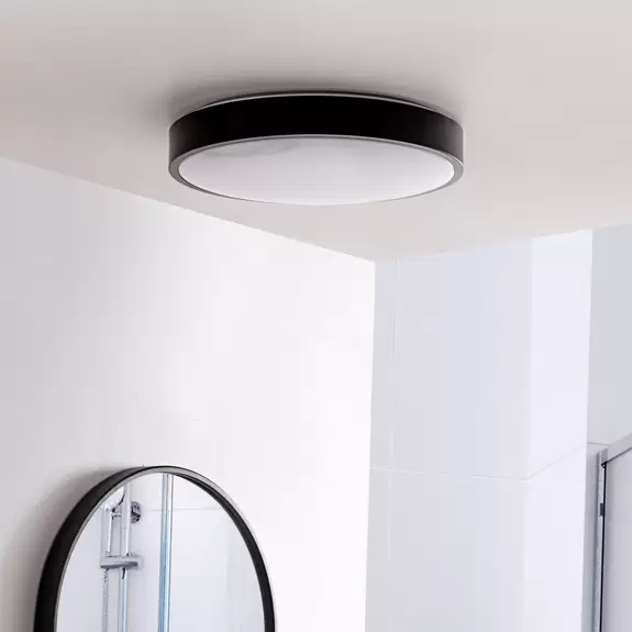 Lampenwelt Lindby LED-Deckenlampe Medon Ø 38 cm schwarz Kunststoff IP44 Verkauf
