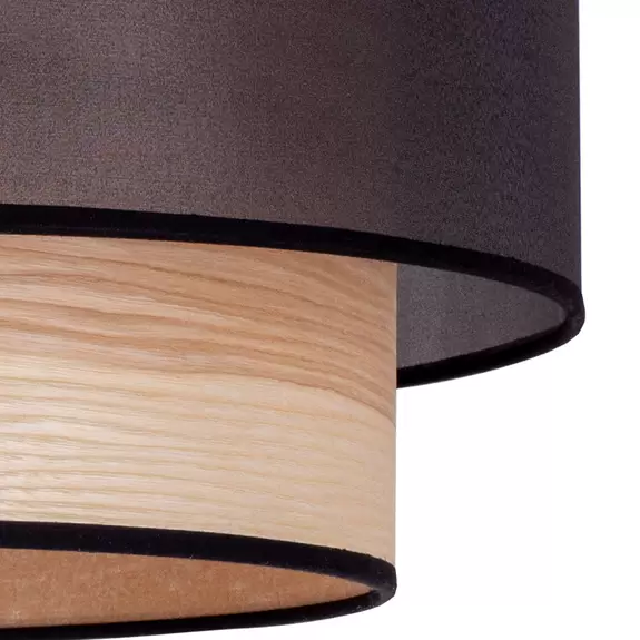 Lampenwelt Euluna Deckenleuchte Cedrik, Organza schwarz, Eschenfurnier Fabrikverkauf
