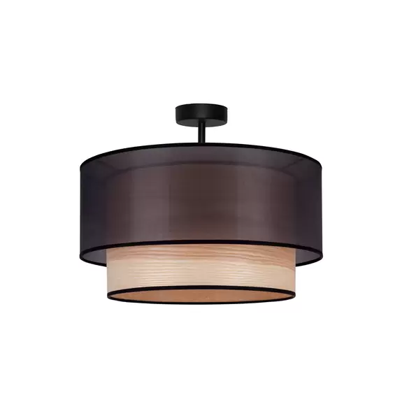 Lampenwelt Euluna Deckenleuchte Cedrik, Organza schwarz, Eschenfurnier Fabrikverkauf