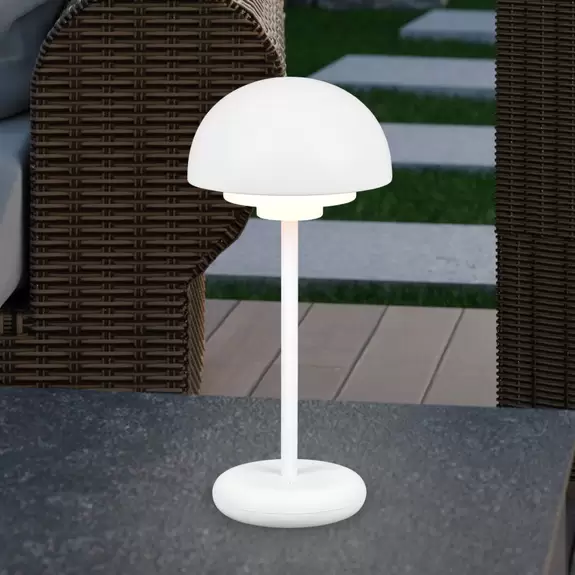 Lampenwelt LED-Tischlampe Elliot, IP44, Akku, Touchdim, weiß Preisnachlass