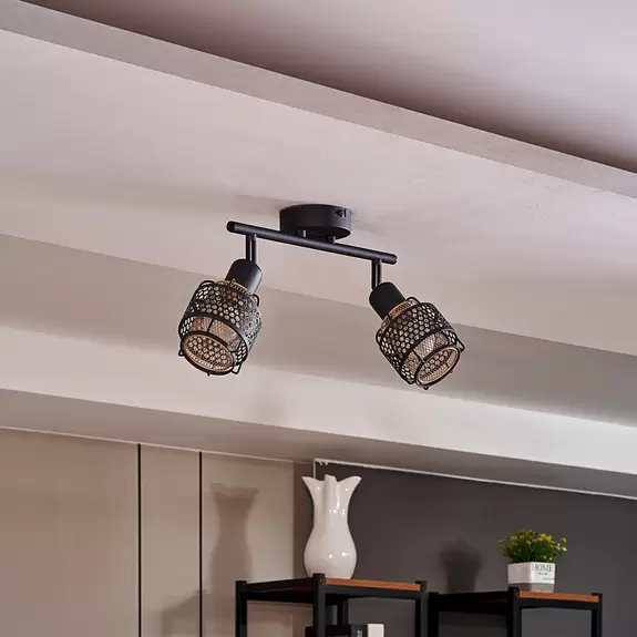 Lampenwelt Lindby Eudoria Decken-Spot 2-flammig schwarz/gold Exklusive Angebote