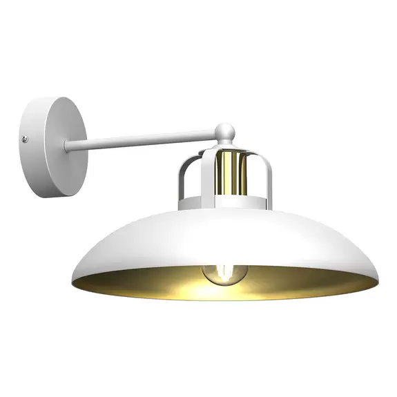 Lampenwelt Wandlampe Felix, weiß/gold Riesige Ersparnisse