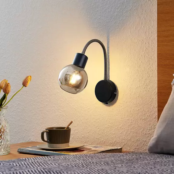 Lampenwelt Lindby Lioma Wandleuchte mit Flexarm, schwarz Letzte 2 Tage