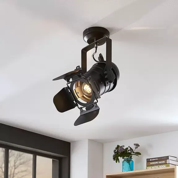 Lampenwelt Deckenspot Tilen 1-flammig mit Scheinwerfer-Design Fabrikladen