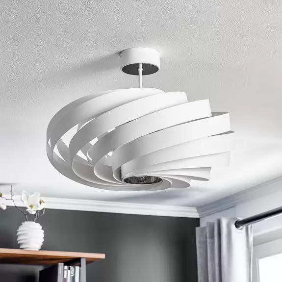 Lampenwelt Deckenleuchte Vento, weiß, Ø 60 cm, Metall, E27 Rabatte dieses Monats