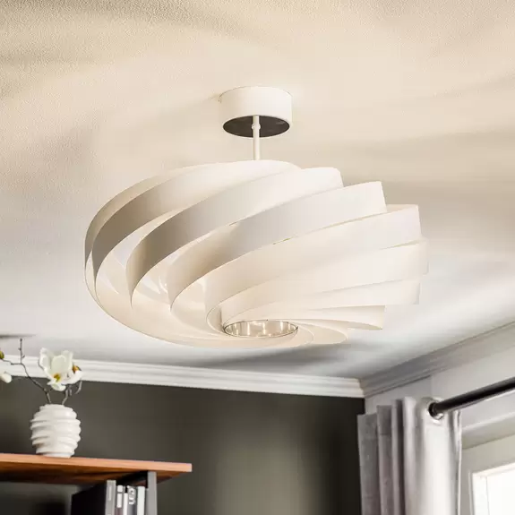 Lampenwelt Deckenleuchte Vento, weiß, Ø 60 cm, Metall, E27 Rabatte dieses Monats