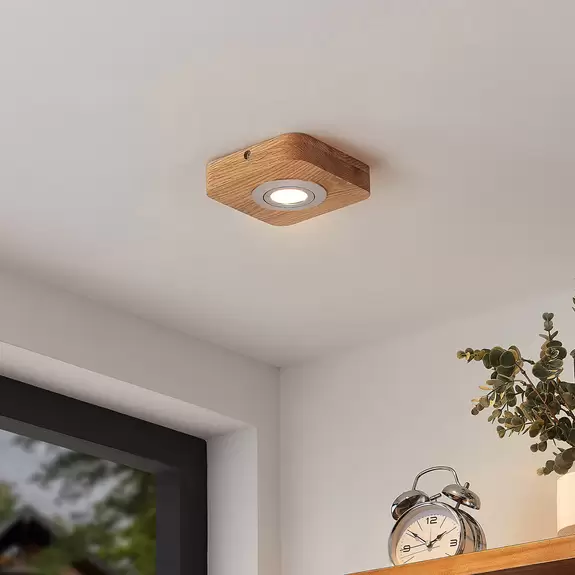 Lampenwelt Lindby Mikari LED-Deckenleuchte aus Holz, 1-fl Günstig kaufen