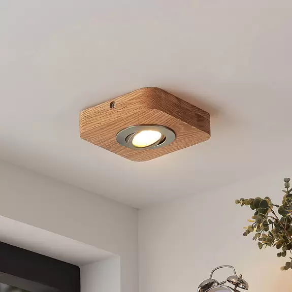 Lampenwelt Lindby Mikari LED-Deckenleuchte aus Holz, 1-fl Günstig kaufen