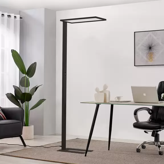Lampenwelt Prios Taronis LED-Büro-Stehlampe, Dimmer, schwarz Flash Sale