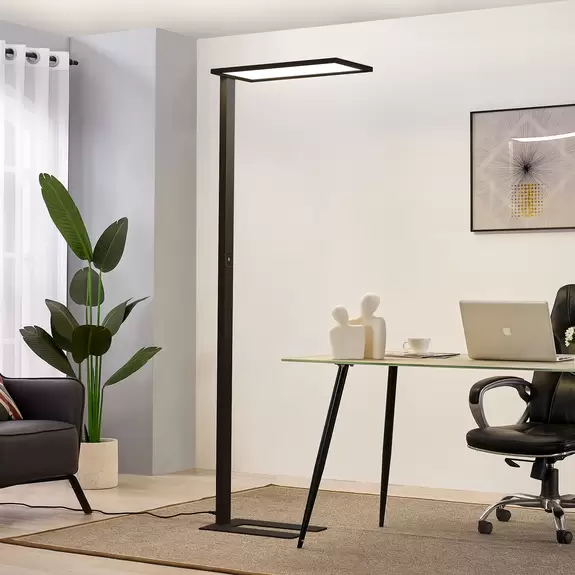 Lampenwelt Prios Taronis LED-Büro-Stehlampe, Dimmer, schwarz Flash Sale