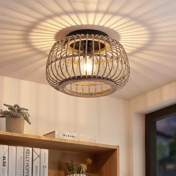 Lampenwelt Lindby Bominio Deckenleuchte aus Rattan, 40 cm Begrenztes Angebot
