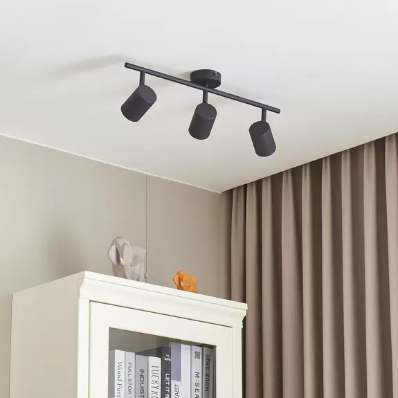 Lampenwelt Lindby Jorell Deckenspot, schmal, schwarz, 3-flg Weihnachtsangebot