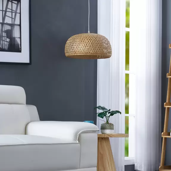 Lampenwelt Lindby Hängeleuchte Jadwiga, Ø 45 cm, Bambus, E27 Zeitlich begrenztes Angebot