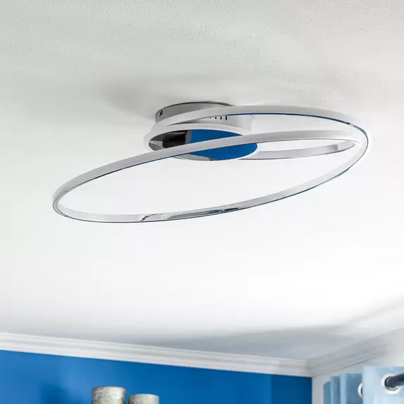 Lampenwelt Lindby Dorle LED-Deckenleuchte, chrom, Ø 60 cm JETZT KAUFEN