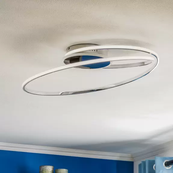 Lampenwelt Lindby Dorle LED-Deckenleuchte, chrom, Ø 60 cm JETZT KAUFEN