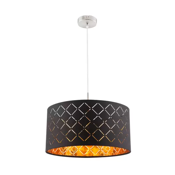 Lampenwelt Hängeleuchte Clark, schwarz/goldfarben, Ø 40 cm Letzter Tag