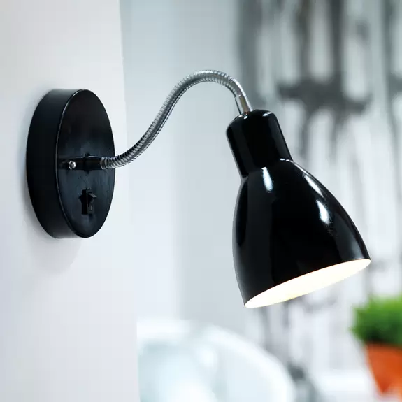 Lampenwelt Flexible Wandleuchte CYCLONE, schwarz Discount Store für neue Produkte