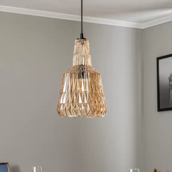 Lampenwelt Lindby Hängeleuchte Belarion, bernstein, Glas, Ø 23 cm Rabatt