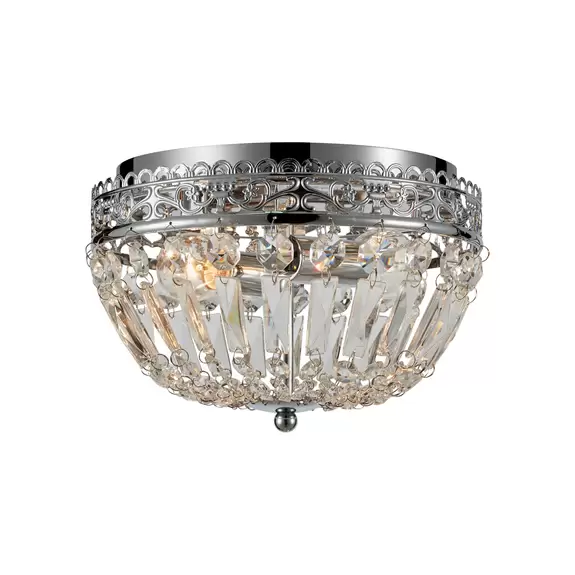 Lampenwelt Deckenlampe Etienne Glaskristalle Ø 25cm chrom Heißer Verkauf