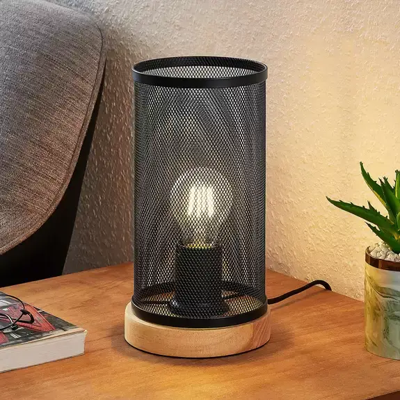 Lampenwelt Lindby Kiriya Tischleuchte mit Gitterschirm Blitzangebot