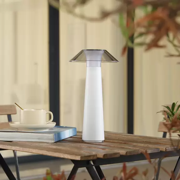 Lampenwelt Lindby LED-Akku-Außentischleuchte Gomba, weiß, dimmbar Neueste Stile