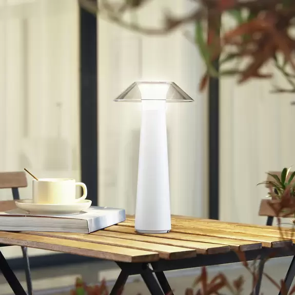 Lampenwelt Lindby LED-Akku-Außentischleuchte Gomba, weiß, dimmbar Neueste Stile