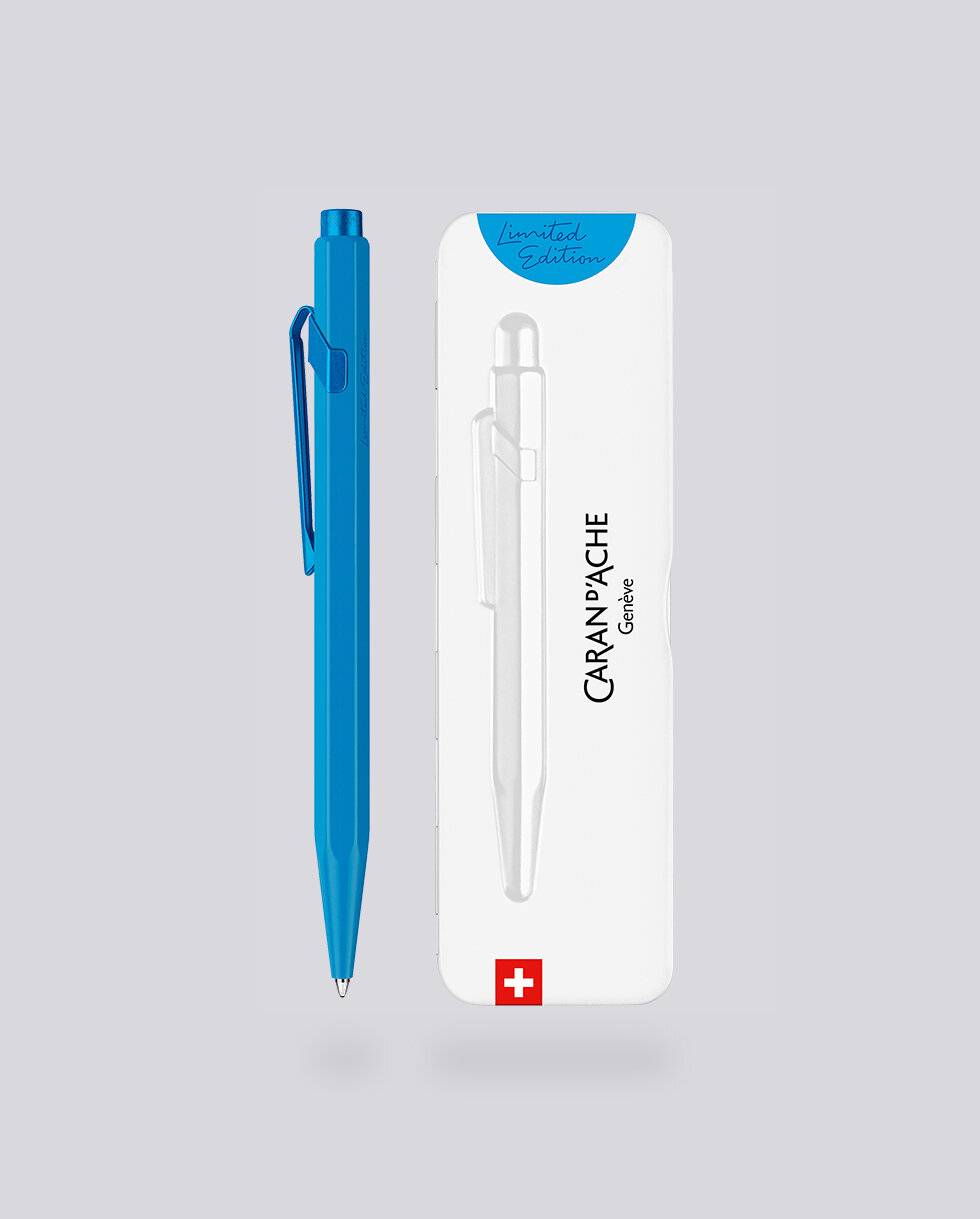 Nuuna Kugelschreiber Caran d'Ache 849 Claim Your Style Edition Azurblau mit Etui