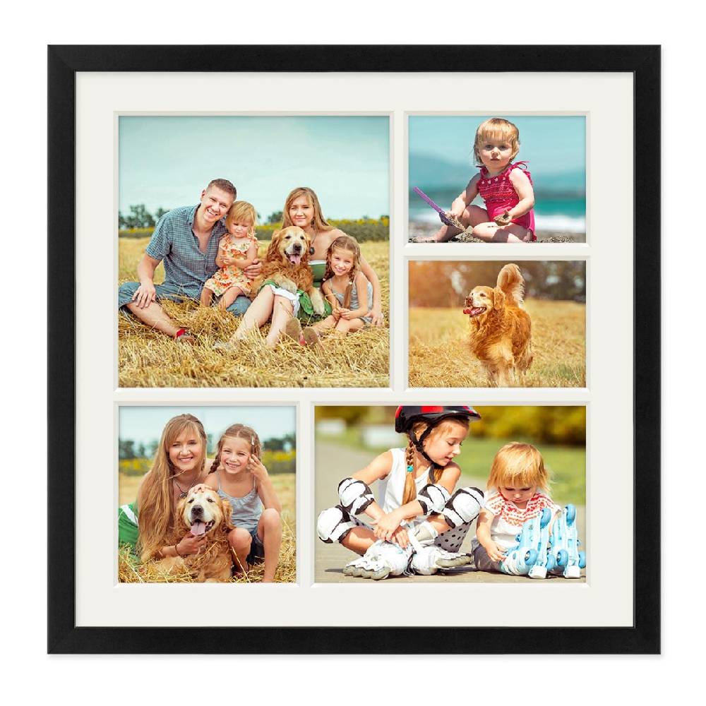 ﻿Photolini Collagerahmen 30x30 cm Modern Schwarz für 5 Bilder Acrylglas