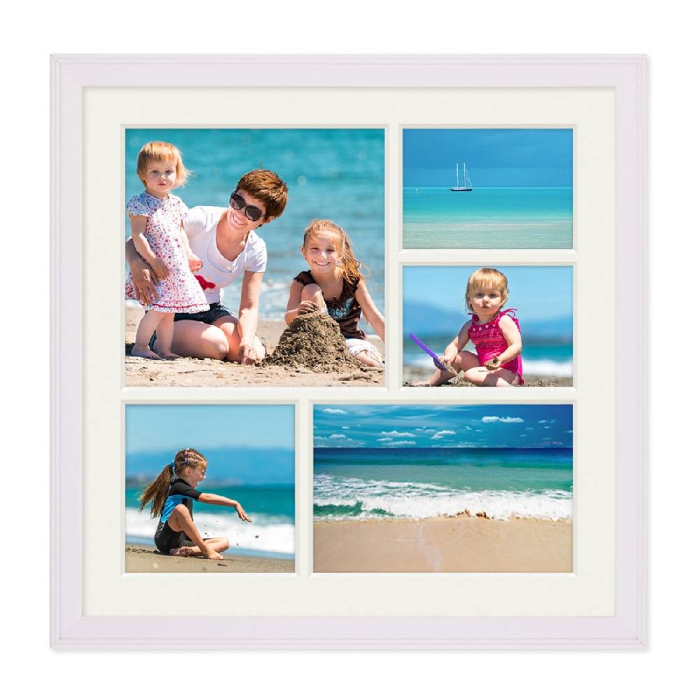 Photolini Fotocollage-Bilderrahmen 30x30 cm im Landhaus-Stil Weiss Online Shopping