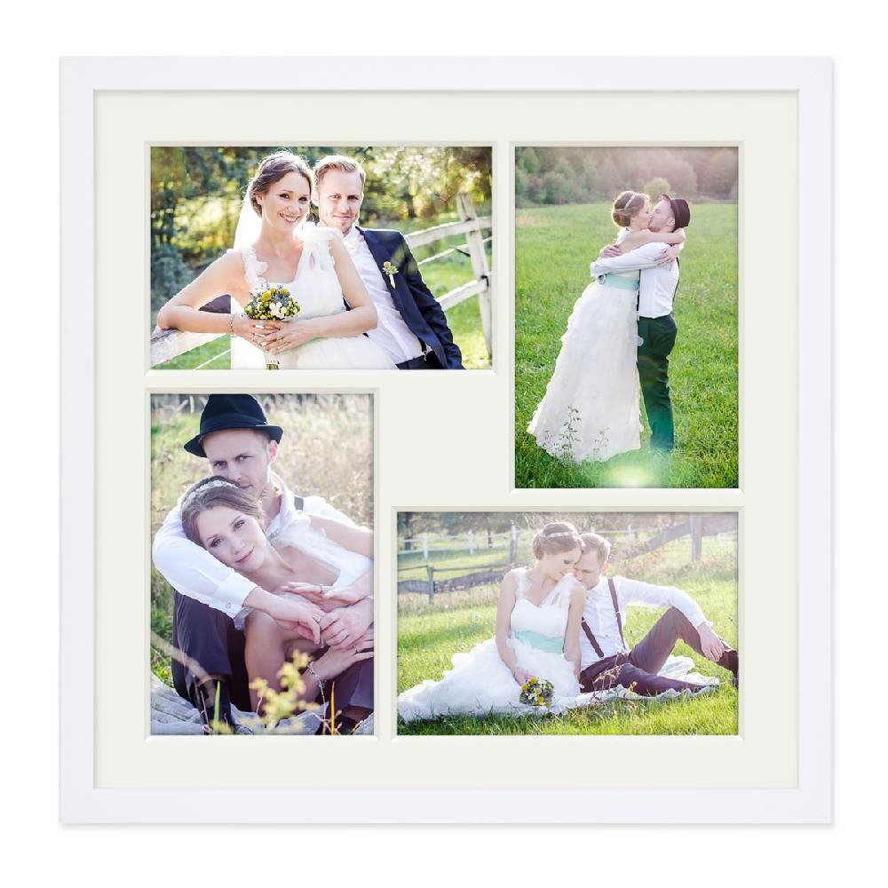 Photolini Collagerahmen 30x30 cm Modern Weiß für 4 Bilder Acrylglas Preisnachlass