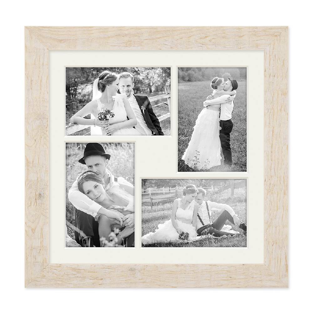 Photolini Collagerahmen 30x30 cm Strandhaus-Stil Weiß für 4 Bilder Saisonschlussverkauf