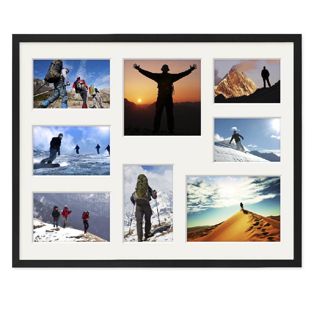 Photolini Collagerahmen 40x50 cm Modern Schwarz für 8 Bilder Acrylglas Black Friday