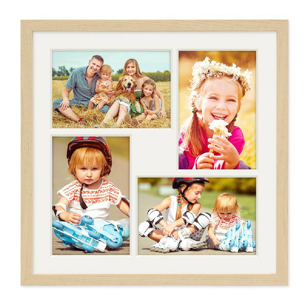 Photolini Collagerahmen 30x30 cm Modern Natur für 4 Bilder Acrylglas