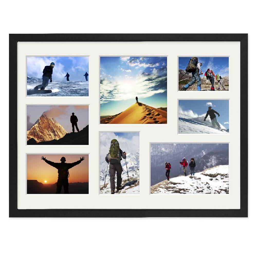 Photolini Collagerahmen 30x40 cm Modern Schwarz für 8 Bilder Acrylglas Muttertagsangebot