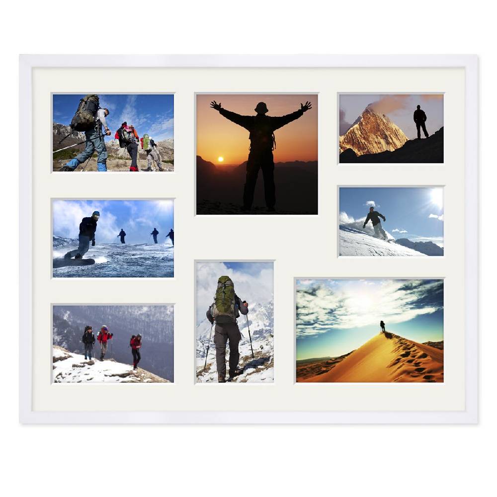 Photolini Collagerahmen 40x50 cm Modern Weiß für 8 Bilder Acrylglas Jubiläumsangebot