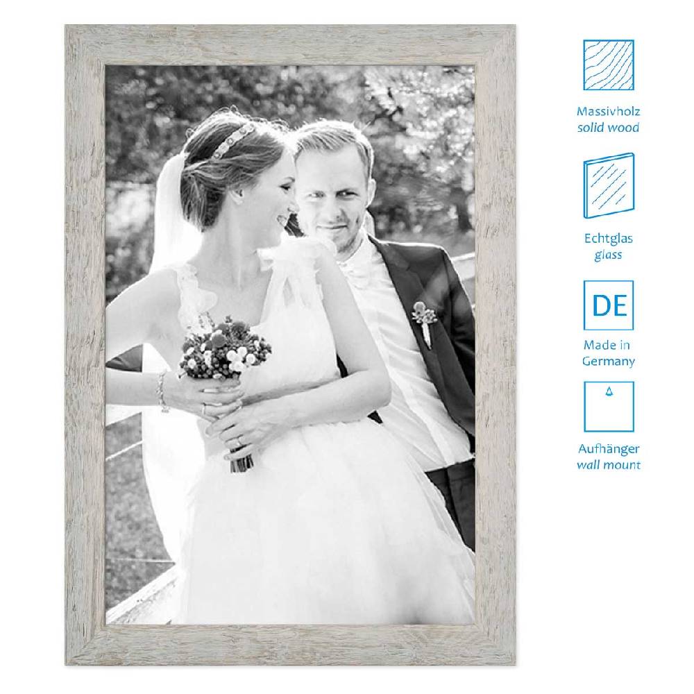 Photolini Collagerahmen 30x30 cm Strandhaus-Stil Grau für 4 Bilder Lagerräumung