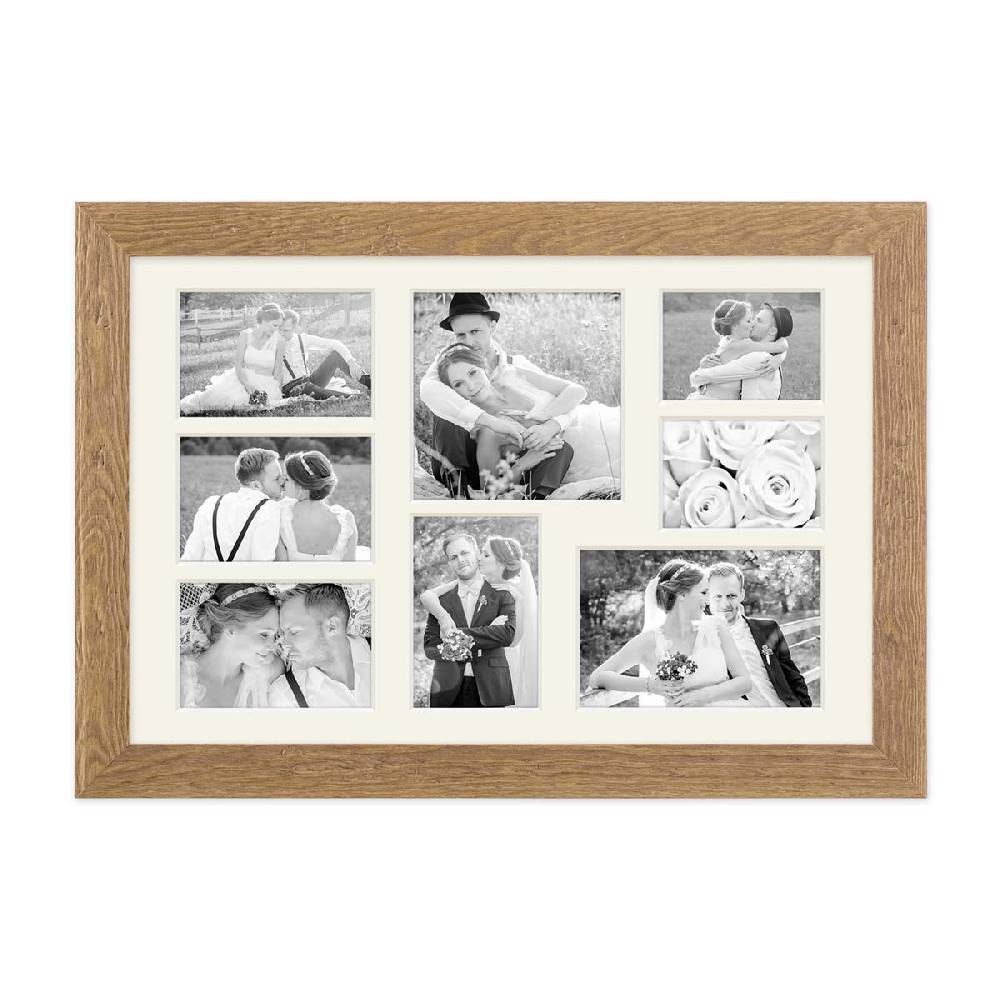 Photolini Collagerahmen 30x45 cm Strandhaus-Stil Eiche-Optik für 8 Bilder Online Outlet